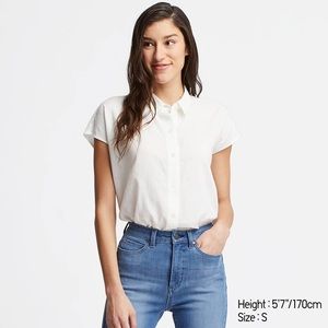Uniqlo Linen Blend Short-Sleeve Blouse